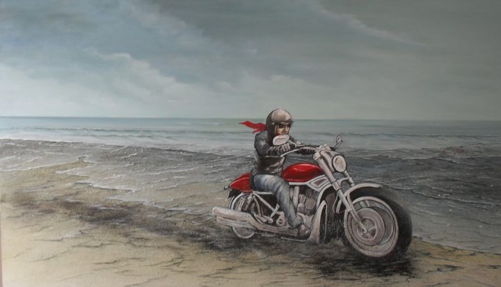 Painting titled "2012-07-44-harley-d…" by Monica Bolfe, Original Artwork, Oil