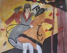 Картина под названием "Art Deco Fall" - Monica Coulas, Подлинное произведение искусства