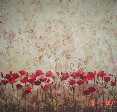Pintura intitulada "Flores de Amapolas" por Monica Goetze, Obras de arte originais, Óleo