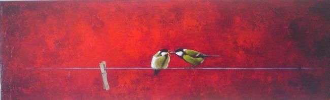 Peinture intitulée "Birds life" par Monica Goetze, Œuvre d'art originale, Huile