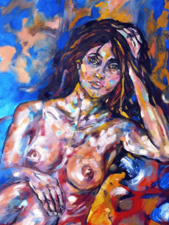 Painting titled "Marie" by Monica Jacquin, Original Artwork, Oil