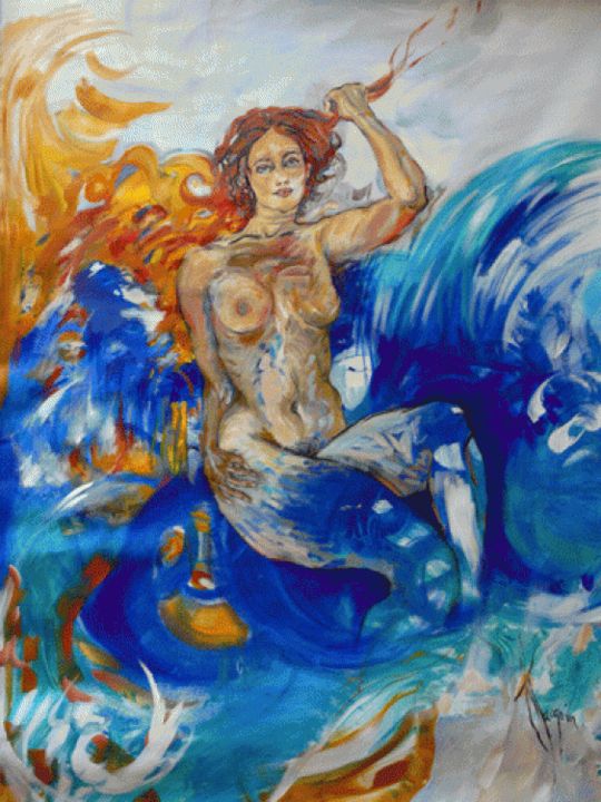 Painting titled "Océane" by Monica Jacquin, Original Artwork, Oil