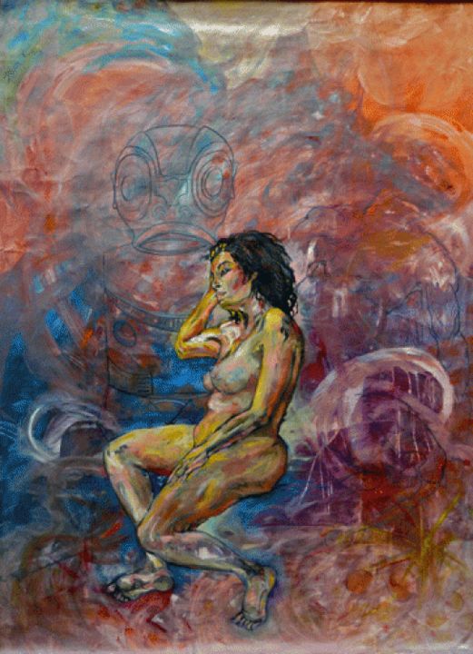 Peinture intitulée "Tiki" par Monica Jacquin, Œuvre d'art originale, Huile