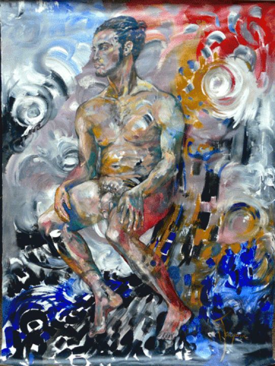 Peinture intitulée "Sharif ou narcisse…" par Monica Jacquin, Œuvre d'art originale, Huile