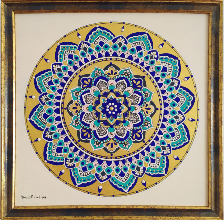 Painting titled "ORO ANTICO - Mandala" by Monica Picilocchi, Original Artwork, Acrylic