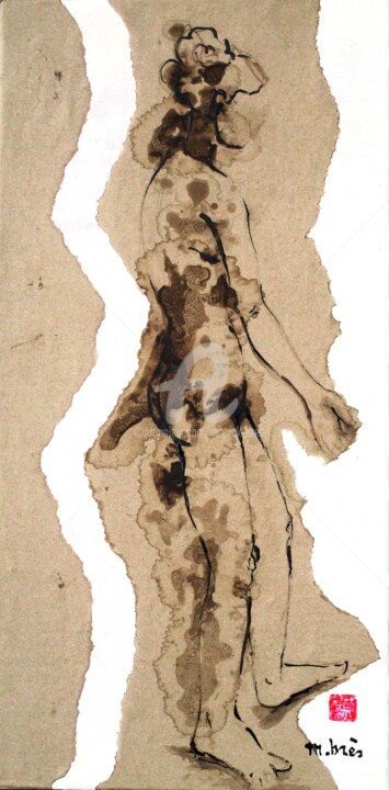 Картина под названием "LEGERE" - Monick Bres, Подлинное произведение искусства, Чернила