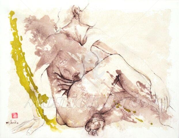 Drawing titled "FRANCHE TORSION" by Monick Bres, Original Artwork, Ink