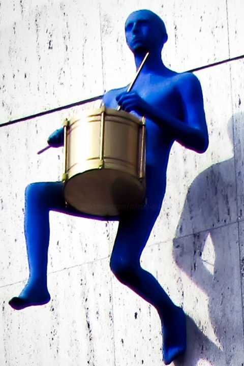 Photography titled "Blue Drummer" by Monika Cherkaoui, Original Artwork, Digital Photography