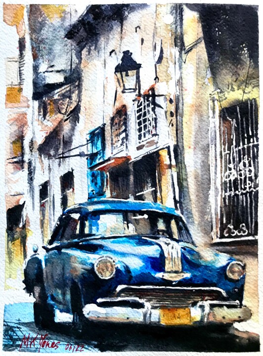 Malerei mit dem Titel "Havana" von Monika Jones, Original-Kunstwerk, Aquarell