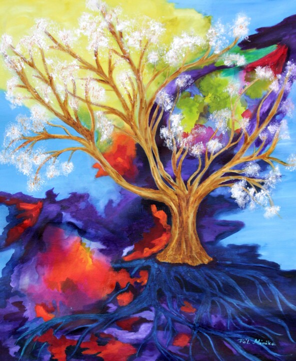 Peinture intitulée "Tree of Hope" par Mónika Katalin Pál, Œuvre d'art originale, Huile
