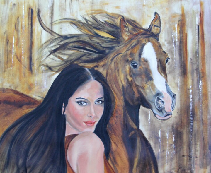 Painting titled "Rider's Soul" by Mónika Katalin Pál, Original Artwork, Oil