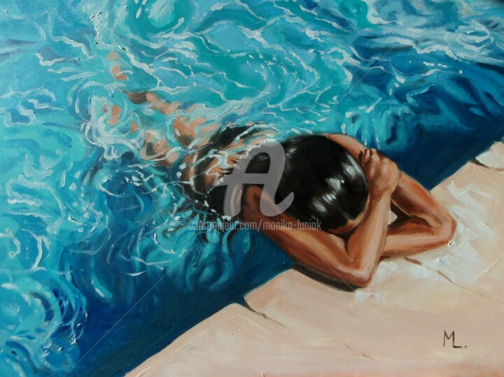 Painting titled "HOT DAY" by Monika Luniak, Original Artwork, Oil