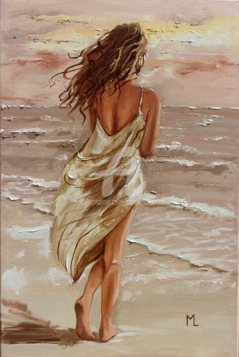 Painting titled "" WHAT A DAY " SEA…" by Monika Luniak, Original Artwork, Oil