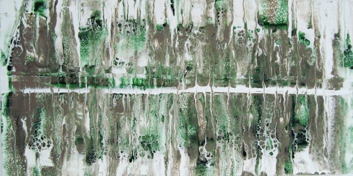 Painting titled "No.3 Green/brown ab…" by Monika Mika, Original Artwork, Acrylic