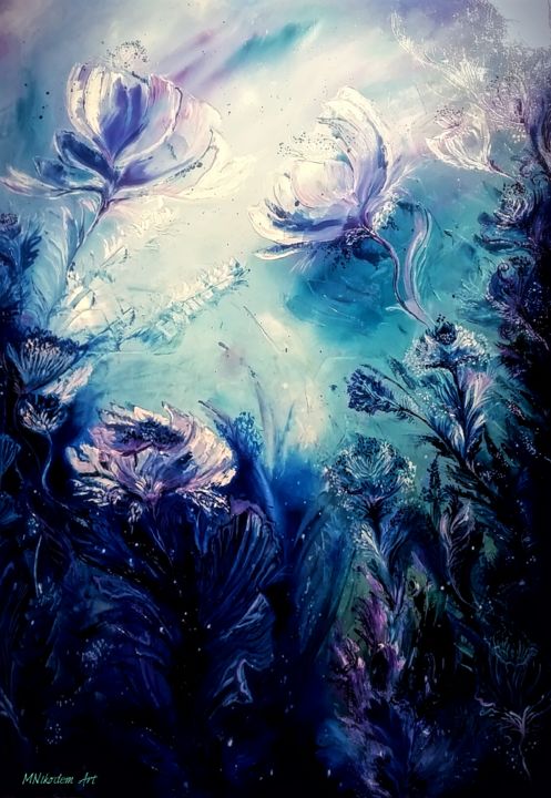 Pintura intitulada "Flowers of Atlantis" por Mónika Nikodém, Obras de arte originais, Óleo