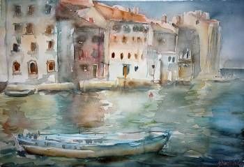 Pittura intitolato "Boat" da Monika, Opera d'arte originale