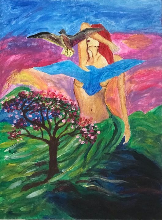 Painting titled "Power of Love" by Monika Ruseva, Original Artwork, Acrylic