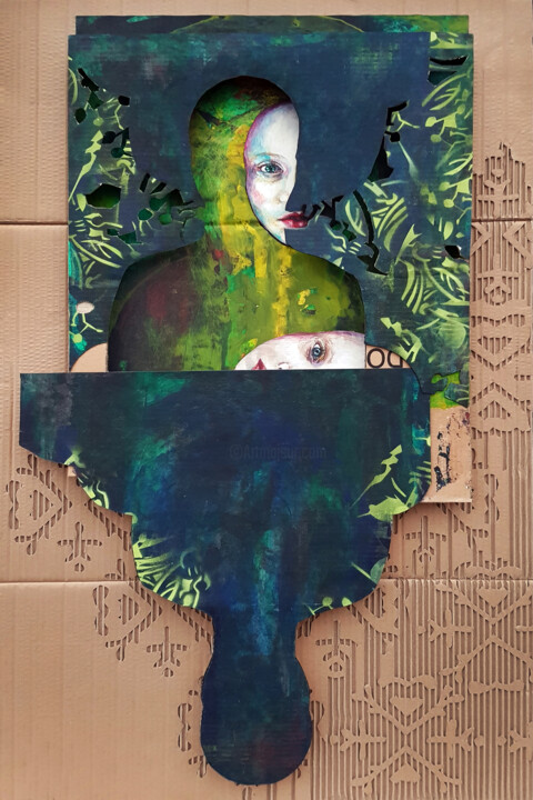 Collagen mit dem Titel "Persephone" von Monilisa, Original-Kunstwerk, Acryl