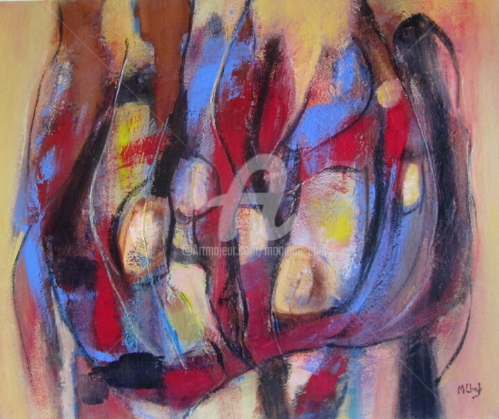 Peinture intitulée "Composition rouge 2…" par Monique Chef, Œuvre d'art originale