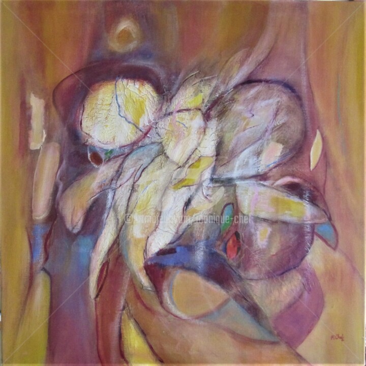 Painting titled "Composition  2/23" by Monique Chef, Original Artwork, Acrylic Mounted on Wood Stretcher frame