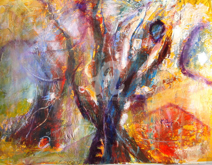 Картина под названием "L'arbre étrange" - Monique Chef, Подлинное произведение искусства, Другой