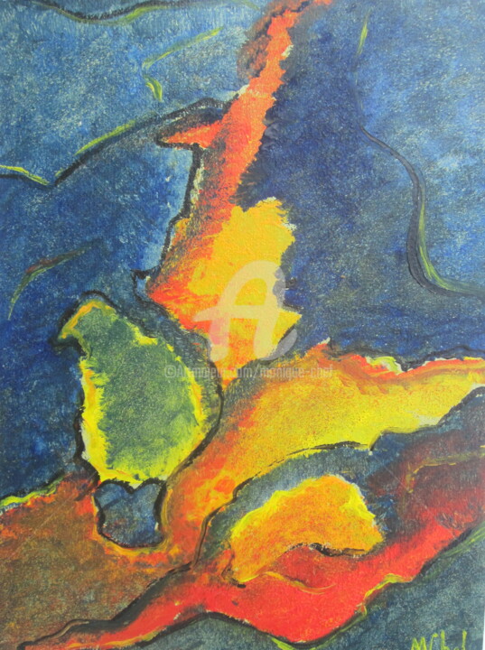 「La Flamme」というタイトルの絵画 Monique Chefによって, オリジナルのアートワーク, アクリル