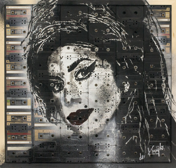 Painting titled "Amy Winehouse" by Monique De Kruijk, Original Artwork, Acrylic Mounted on Wood Panel