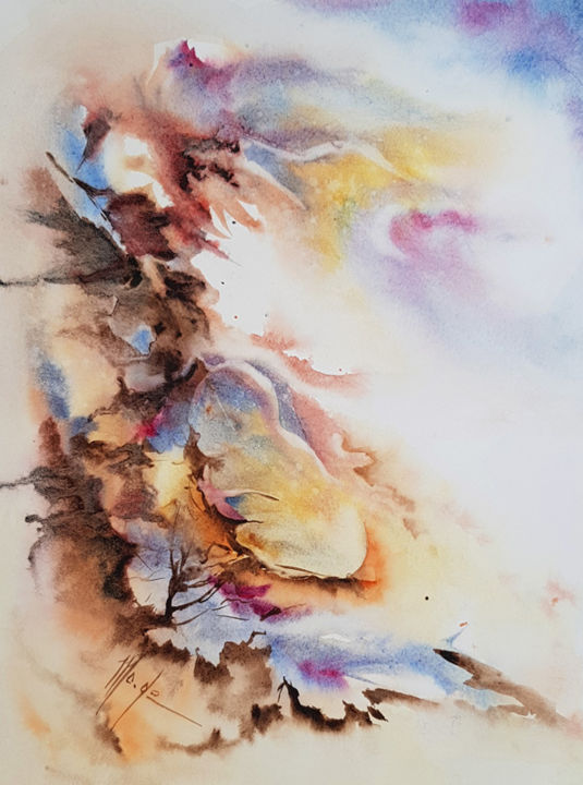 Painting titled "Vers la vie.jpg" by Monique Delord, Original Artwork, Watercolor