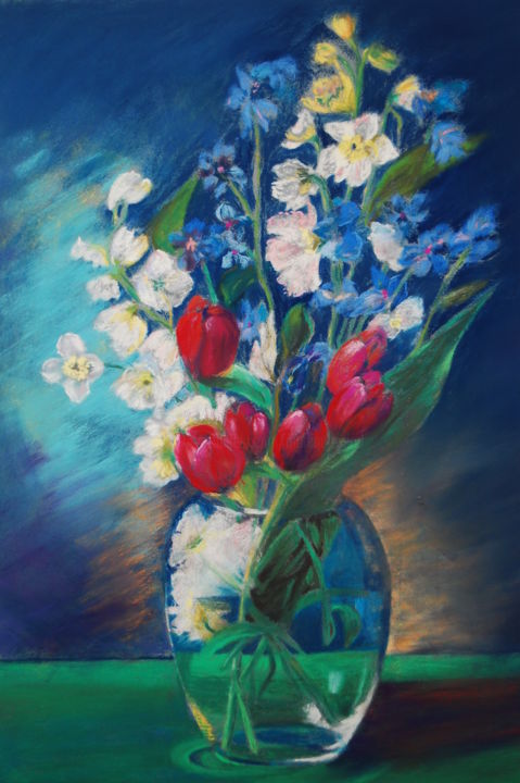 Peinture intitulée "pastel-bouquet-1.jpg" par Monique Hirel, Œuvre d'art originale