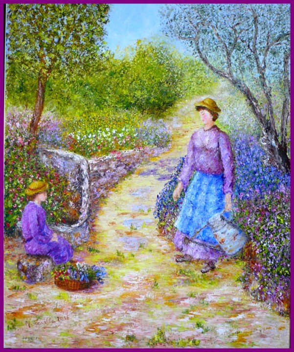 Malerei mit dem Titel "jardin-a-la-gaude-a…" von Monique Laville, Original-Kunstwerk, Öl