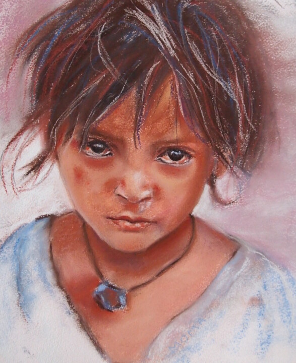 Painting titled "SHIVANI" by Monique Marie François (Moma), Original Artwork, Pastel