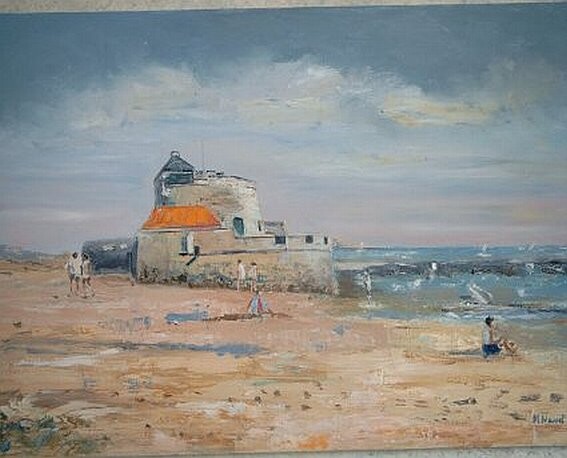 Peinture intitulée "Fort d'Ambleteuse…" par Monique Navet, Œuvre d'art originale
