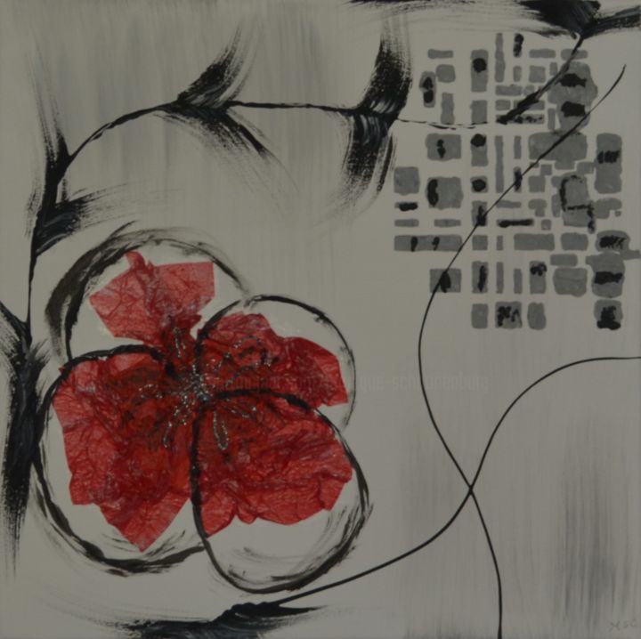 Peinture intitulée "Rouge" par Monique Schoonenburg (MSC), Œuvre d'art originale, Acrylique
