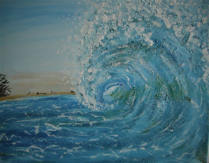 Peinture intitulée "Une vague" par Monique Schoonenburg (MSC), Œuvre d'art originale, Acrylique