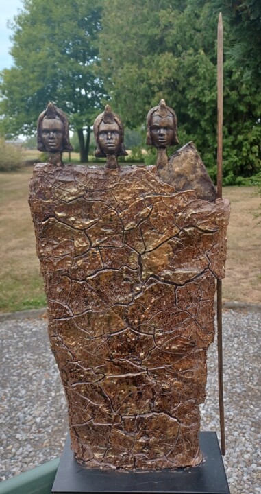 Sculpture intitulée "les triplés" par Monique Schoonenburg (MSC), Œuvre d'art originale, Papier mâché