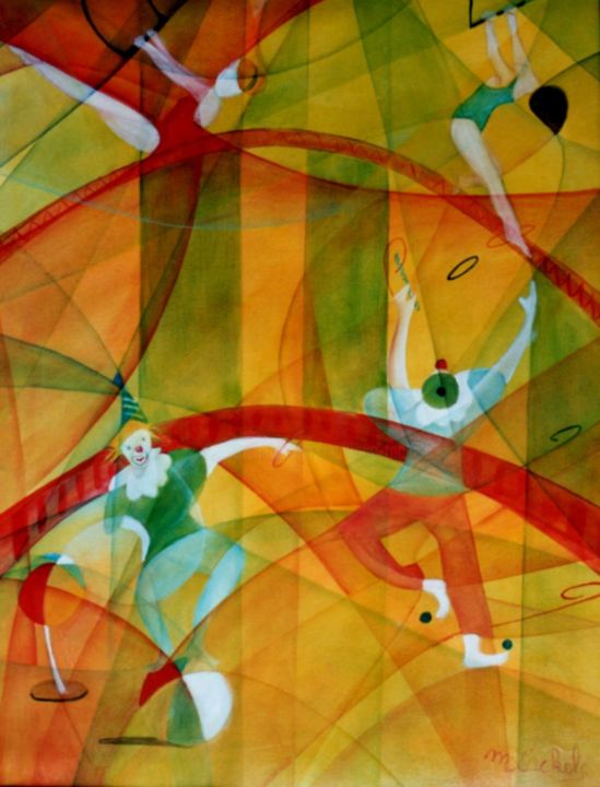 Peinture intitulée "Cirque" par Monique Tackels, Œuvre d'art originale, Huile