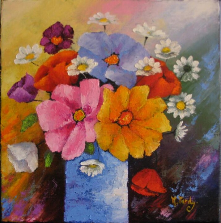 Painting titled "bouquet N°2" by Monique Tardy, Original Artwork