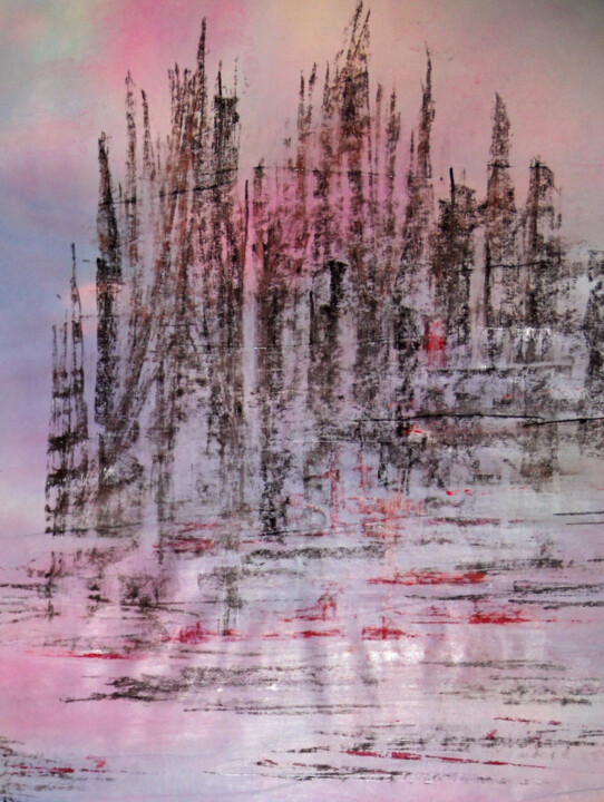 Pittura intitolato "Les Cathédrales" da Monique Vivian, Opera d'arte originale, Pastello