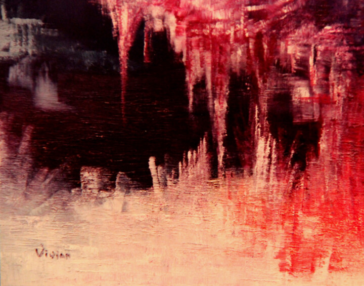 Painting titled "La Grotte de Thouzo…" by Monique Vivian, Original Artwork, Oil