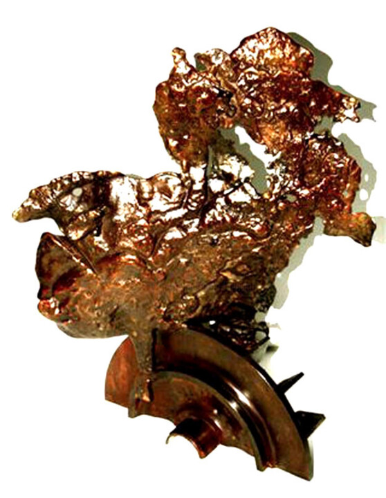 Sculpture titled "Cabriole d'un Bébé…" by Monique Vivian, Original Artwork, Metals