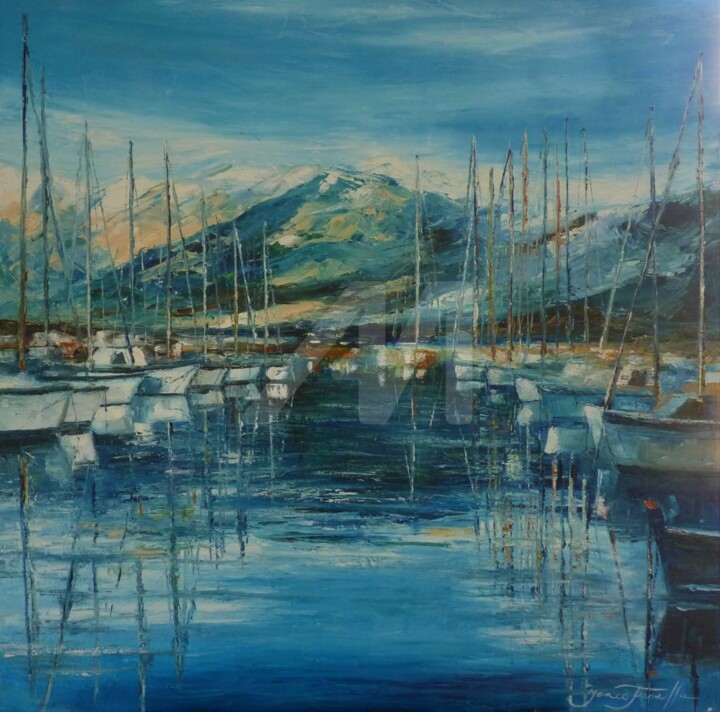 Peinture intitulée "L'HIVER A CALVI" par Yenco Fusella Monique, Œuvre d'art originale, Huile