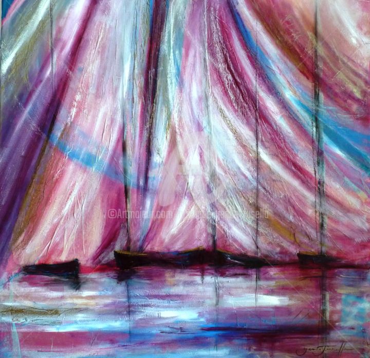 Painting titled "VOILES" by Monique Yenco Fusella, Original Artwork