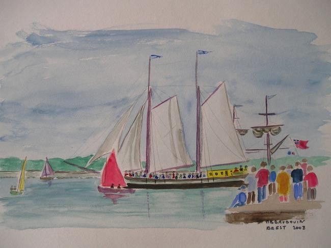 Peinture intitulée "Brest 2008 - Voilie…" par Monique Blons Baudouin, Œuvre d'art originale,