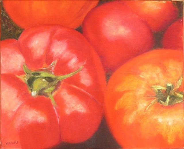 Peinture intitulée "Tomates" par Monique Arnold-Frigerio (ARNOLD), Œuvre d'art originale, Huile
