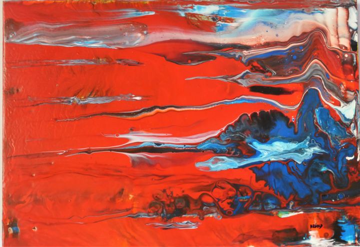 Peinture intitulée "Le Rouge et le Bleu" par Monique Arnold-Frigerio (ARNOLD), Œuvre d'art originale, Acrylique