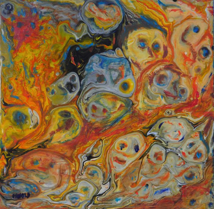 Painting titled "Visions" by Monique Arnold-Frigerio (ARNOLD), Original Artwork, Acrylic