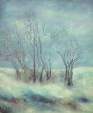 Painting titled "L'hiver" by Monique Dubois, Original Artwork, Oil