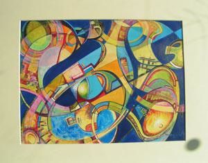 Painting titled "UNIVERS MUSICAL" by Arts Monyk, Original Artwork, Oil