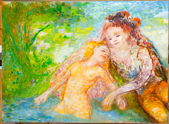 Painting titled "10-11-73x100-renais…" by André Helluin, Original Artwork, Oil