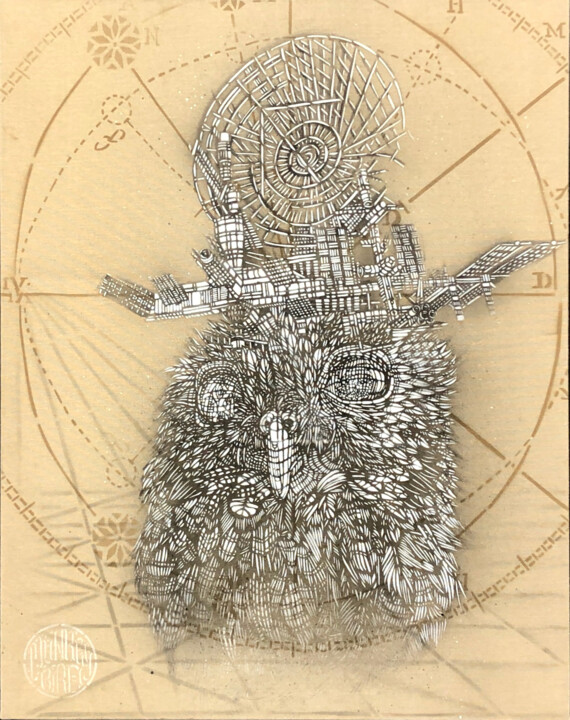 Malerei mit dem Titel "Signaux" von Monkey Bird, Original-Kunstwerk, Schablone